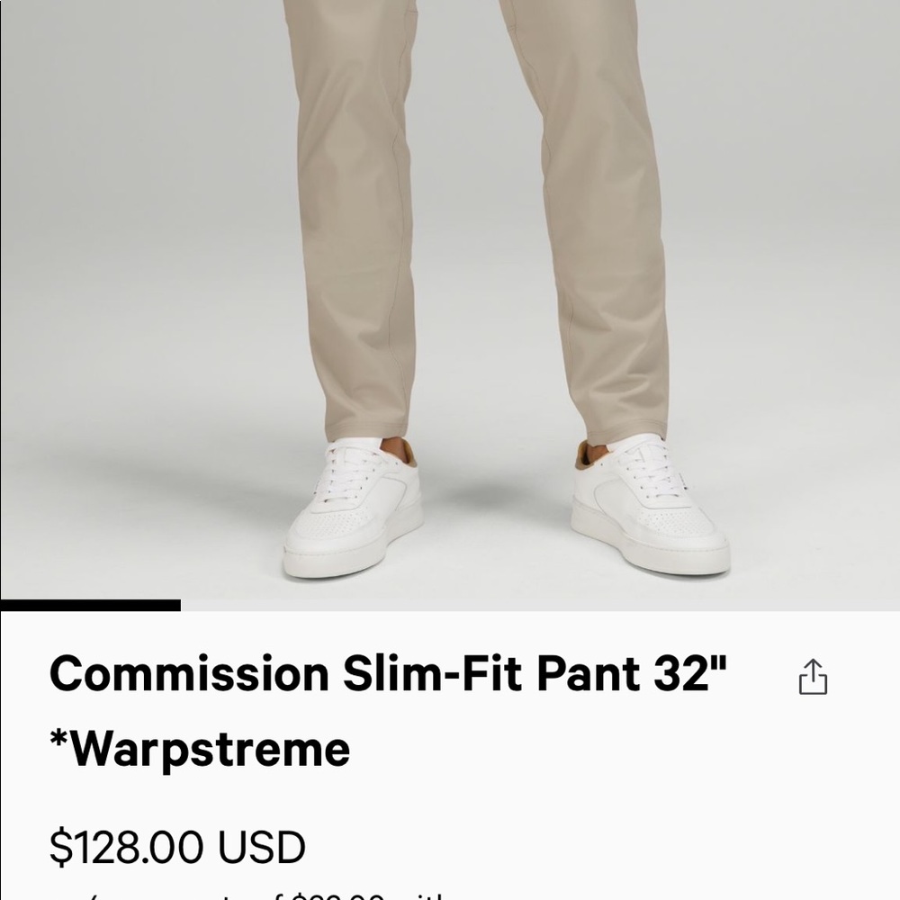 Lululemon Men’s On the Move/Commission Slim fit pant 32”